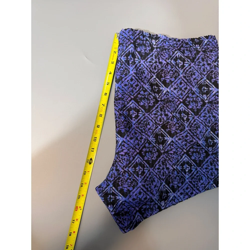 Vintage 90s Athletic Works Blue Black Geometric Swim Trunks Mesh Lined M